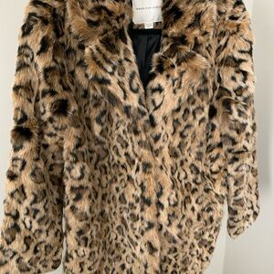 American Eagle Outfitters Leopard Print Teddy Coat in Brown and Black